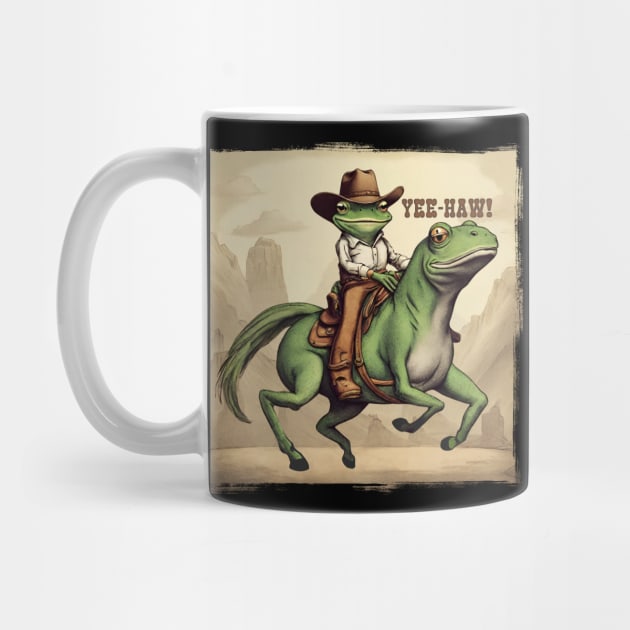 cowboy frog freaky horse yeehaw western lingo funny animal by BigMRanch